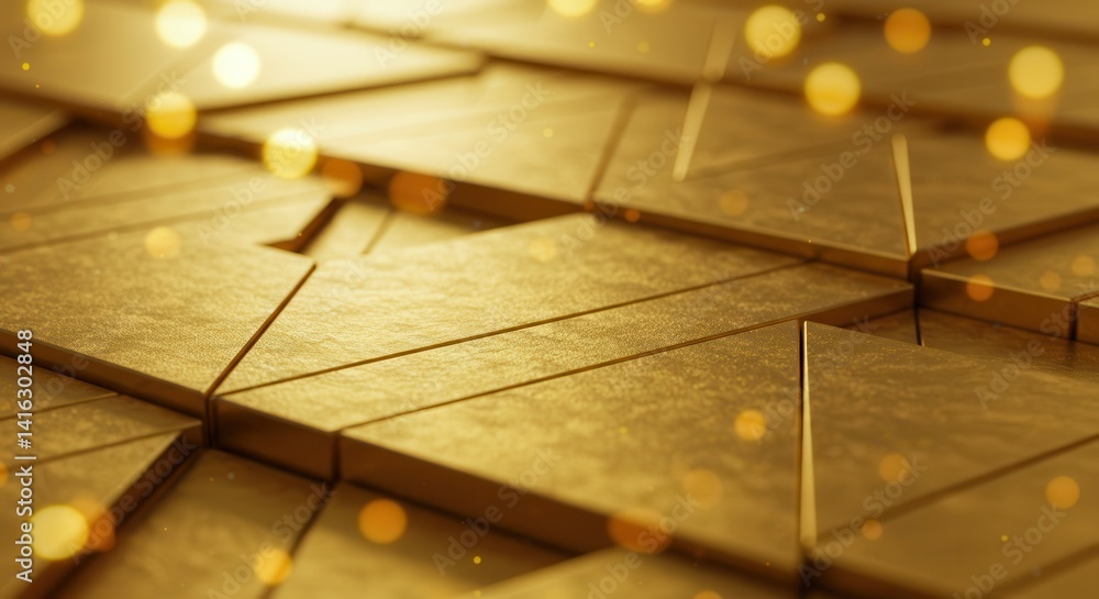 Aufkleber Abstract golden triangles background with geometric pattern and light effects