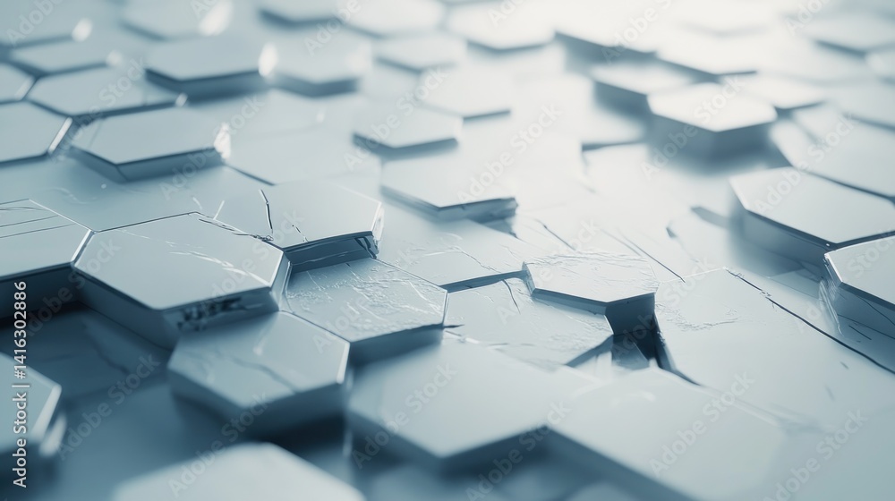 Poster abstract, three-dimensional hexagonal pattern with a fractured surface.