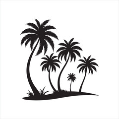 Fototapeta premium Tropical Palm Tree Silhouette on White Background