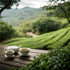 Tranquil tea break in a lush tea plantation