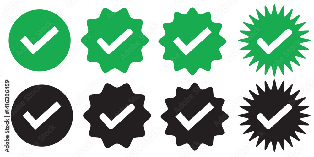 Poster green check mark icon set. check mark vector icon. tick or checkmark illustration. vector symbols se