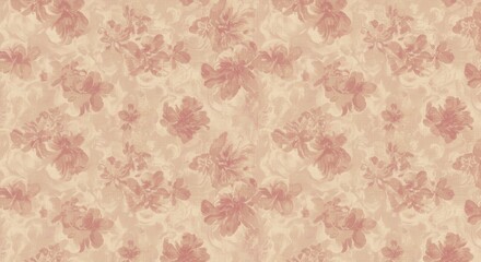 Floral Pattern with Vintage Style Flowers in Peach and Coral Hues