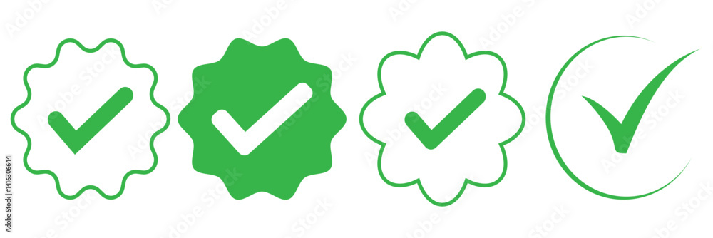 Poster green check mark icon set. check mark vector icon. tick or checkmark illustration. vector symbols se