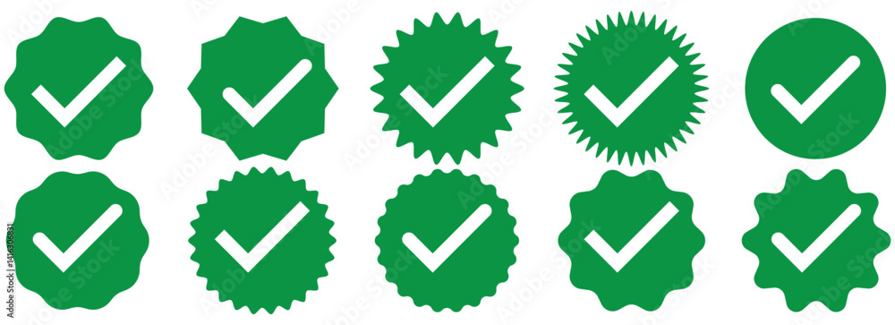 Poster green check mark or tick mark icon set. green tick symbol. vector checkmark icon., green checkmark i