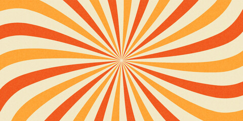 Swirling radial ice cream background. Orange groovy vortex spiral twirl. Twirl sunburst psychedelic pattern. Orange lollipop texture. Swirl candy background