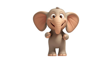 Fototapeta premium Adorable 3D Rendered Baby Elephant Cartoon Character Posing Joyfully