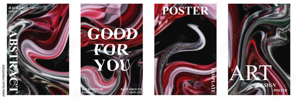 Aufkleber abstract poster set with wavy and textured grain effect. modern minimal design for creative backgrou