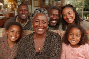 Family gathering smiles cozy living room photo warm atmosphere portrait