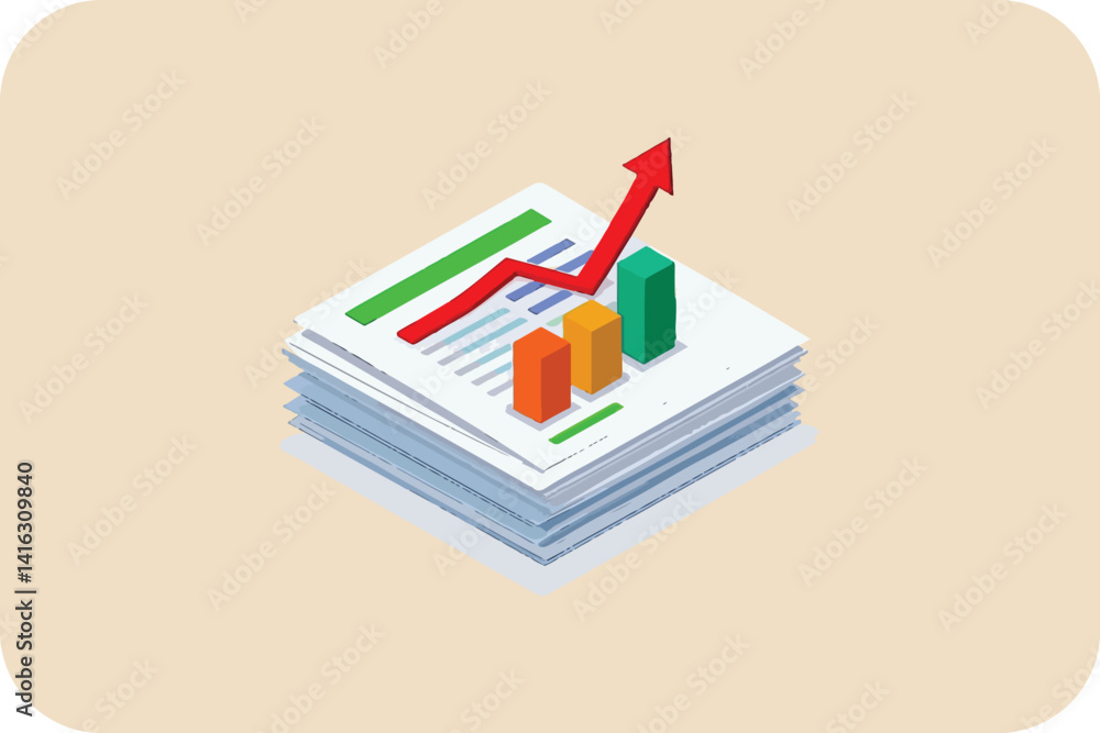 Poster growth visualization: bar chart on showing upward progress.