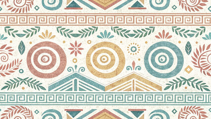 Doodle Ancient Greek tribal patterns for kids with crayon Vector