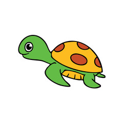 Cute Turtle Character – Amphibian Animal Vector Art
