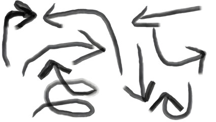 Watercolor Black Arrow Set: Fluid Brush Strokes, Black Watercolor Arrows Collection: Artistic Flow, Hand-Painted Black Arrows: Watercolor Brush Style, Expressive Black, Fluid Black Ink Wash Arrow Set