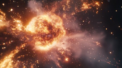 Obraz premium Cosmic Inferno: A Fiery Celestial Collision