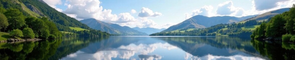 Stunning Derwentwater panorama, Cumbria's beauty , water, reflection