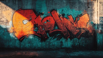 Colorful Graffiti Art on Concrete Wall with Urban Grunge Texture