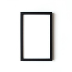 Isolated black picture frame with blank white space on a clean white background for mockup display