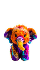 Colorful Cartoon Elephant Plush Toy for Kids - Adorable Stuffed Animal Gift for Children's Playroom Decor  transparent png graphic resource 