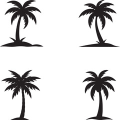 set of palm trees silhouette