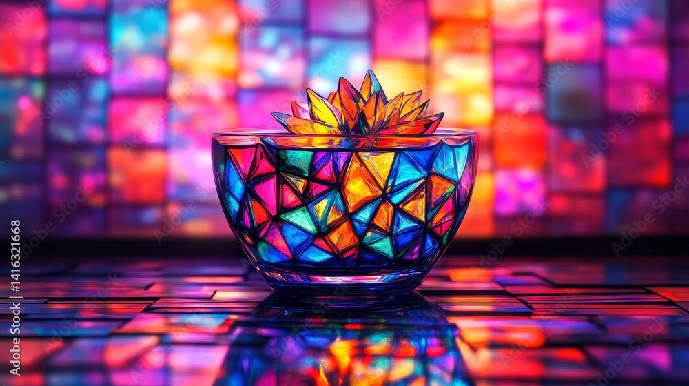 Poster prismatic glasswork display creative spectrum abstract artistic arrangement multicolored display vib