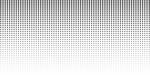 Halftone gradient. Dotted gradient, smooth dots spraying and halftones dot background seamless horizontal geometric pattern modern