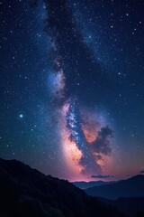 Naklejka premium Milky Way galaxy twinkling with stars on a dark canvas, cosmos, night sky