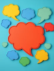 Fotobehang Colorful Pastel 3D Clay Speech Bubbles for Creative Brainstorming and Communication © peacehunter