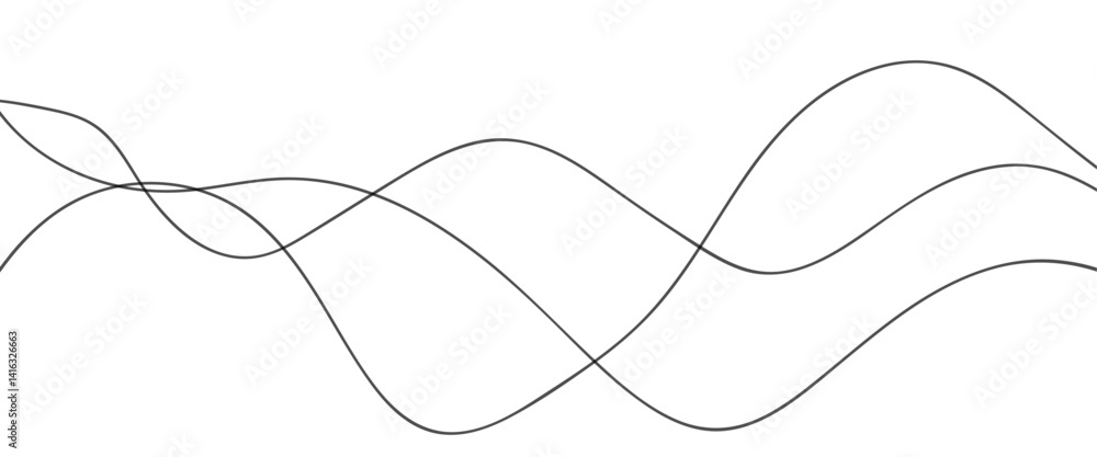 Poster thin wavy curve line vector background. curve wave seamless pattern background. black and grey wave 