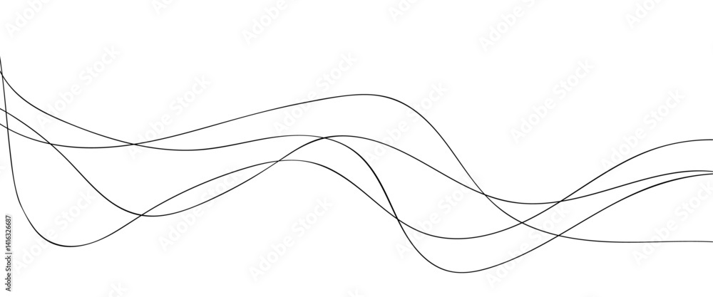 Poster technology abstract lines on white background. undulate grey wave swirl, frequency sound wave, twist