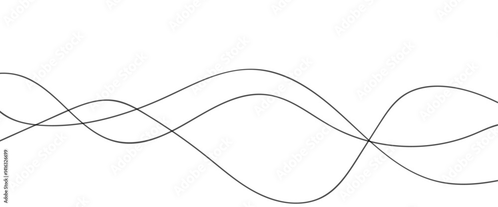 Poster thin wavy curve line vector background. curve wave seamless pattern background. black and grey wave 