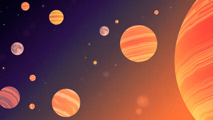Colorful planets in space, background/wallpaper/desktop, generative ai 
