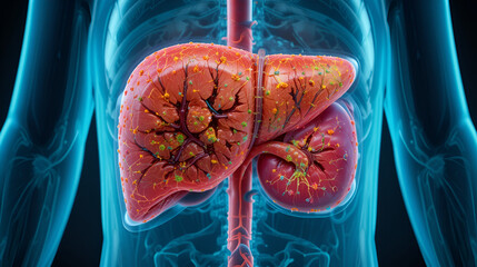 Stages of liver damage such as Fatty liver, Fibrosis, Cirrhosis, and Liver cancer