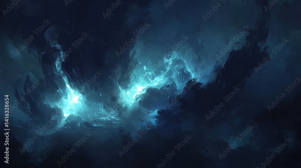 Poster deep space nebulae with vibrant celestial lightning.