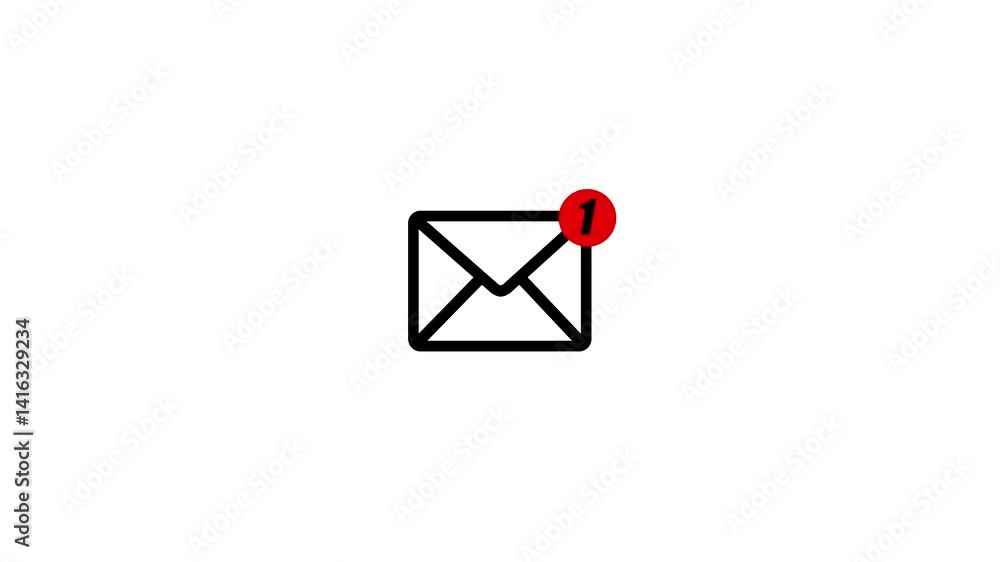 Poster envelope icon animation, email message icon video - mail icon button sign, notification new message 