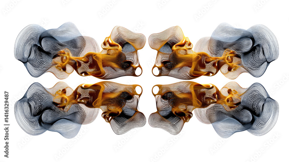 Aufkleber fluid forms: an abstract composition, symmetrical and artistic, showcasing the dance of ethereal hue