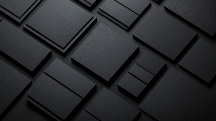 Fototapeta premium Geometric Arrangement of Black Squares, Abstract Minimalist Background