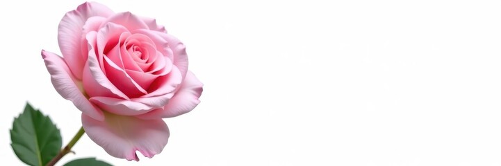 Delicate pink rose blossom isolated on pure white , botany, spring, macro