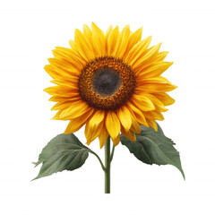 Obraz premium Sunflower Head Bloom with yellow petals and dark middle Isolated Transparent Background