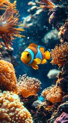 Clownfish Coral Reef Underwater Scene
