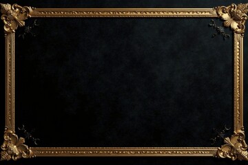 Ornate gold trim and black velvet background with shimmering silver details , invitation, ornamentation