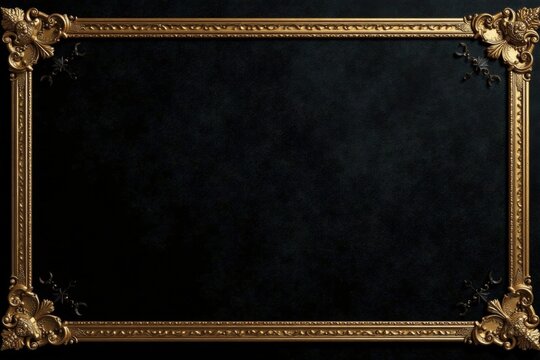 Ornate gold trim and black velvet background with shimmering silver details , invitation, ornamentation