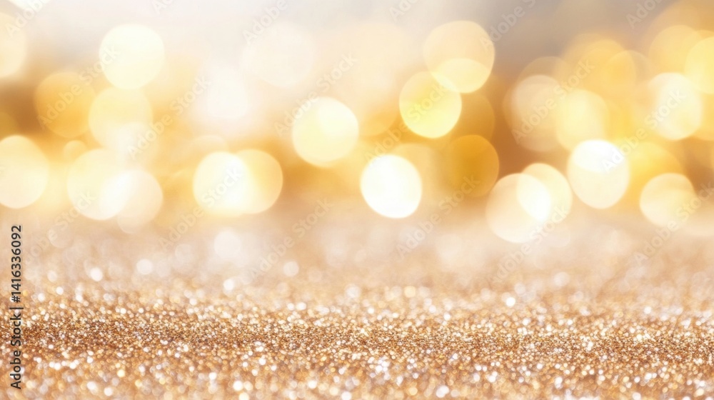 Poster soft golden shimmer with a bokeh effect creates a luminous background perfect for festive occasions 