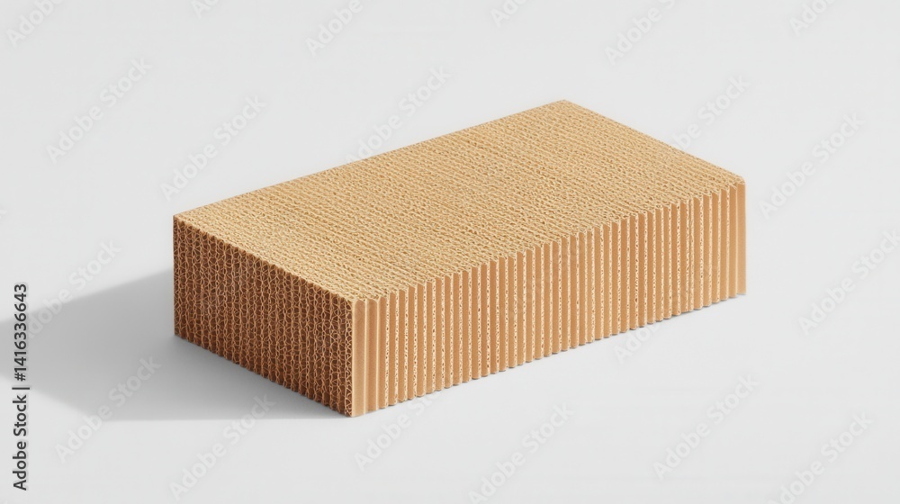 Aufkleber beige rectangular block with vertical striations