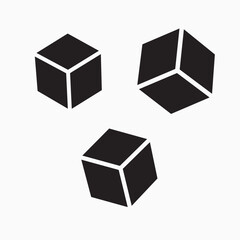 Cube vector icons. Set of Cube symbols on white background. Vector illustration. Various black Cube icons. Variety Cube Design. 