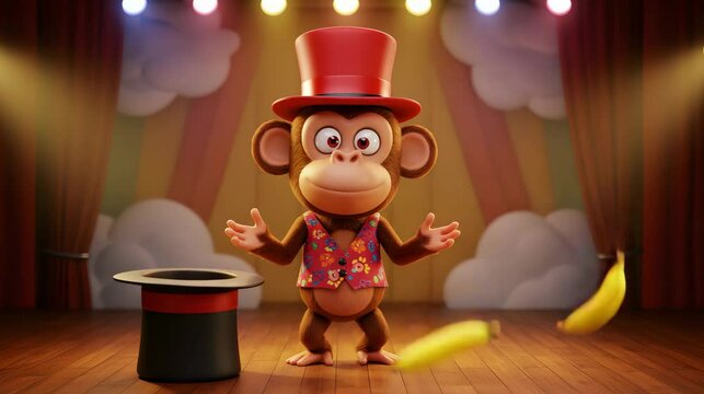 Circus Monkey Performing on Stage