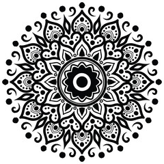 Black and white beautiful mandala design. Beautiful mandala design for coloring book, lace, swirl, henna, tattoo, logo, frame, card, pattern, background and  wallpaper. 