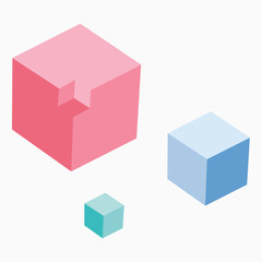 Cube Set Icons. Simple Icon Shape. Linear, silhouette and flat style. Vector icons. Colorful cube variety Design. 