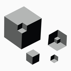 Cube vector icons. Set of Cube symbols on white background. Vector illustration. Various black Cube icons. Variety Cube Design. 