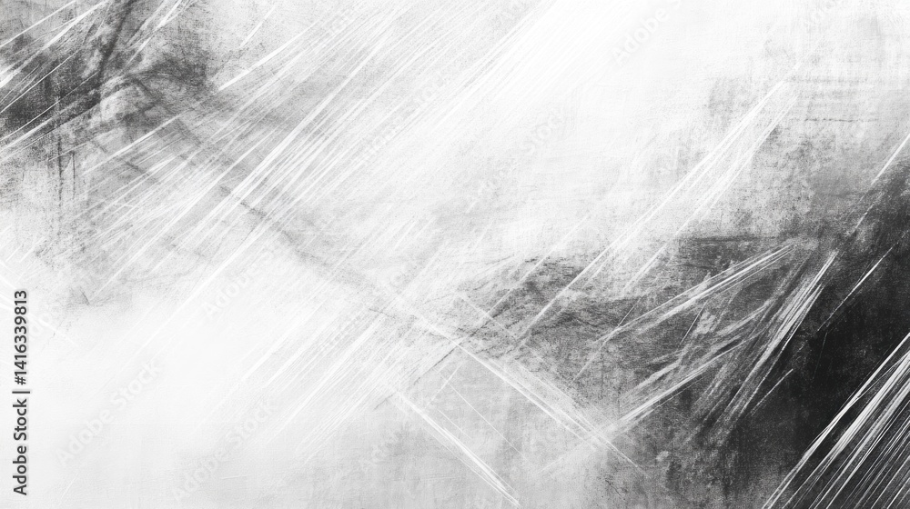 Poster abstract grayscale texture with interwoven lines and washes.