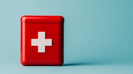 Obraz premium Soft Pastel 3D First Aid Kit Icon on Blue Background for Health and Safety Concepts