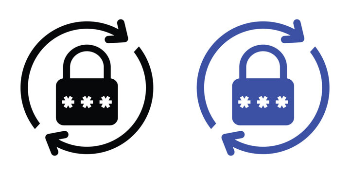 password change icon vector. password reset sign. forget password. password security icon. password update icon. icon for app, ui and website. lock pin. vector illustration on transparent background.